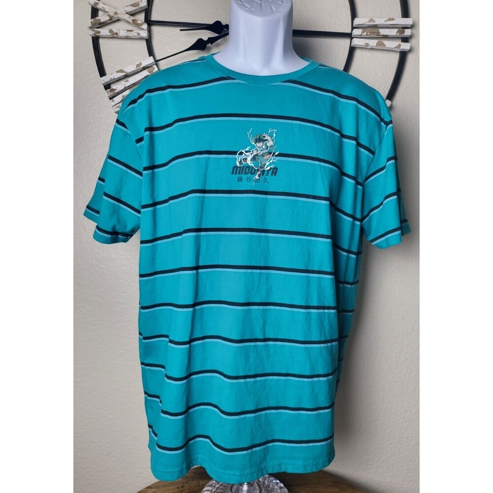 My Hero Academia Anime Theme MIDORIYA Striped Short Sleeve T-Shirt Size XXL NWOT